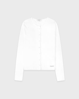 Signature Logo Pointelle Cardigan - White