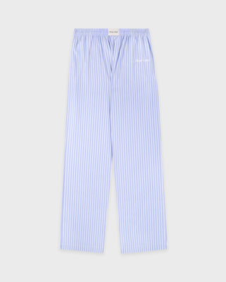Light blue striped pants on a white background