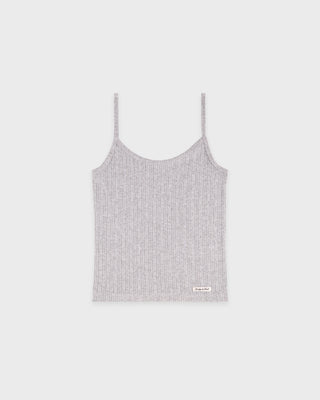 Signature Logo Pointelle Tank - Heather Gray