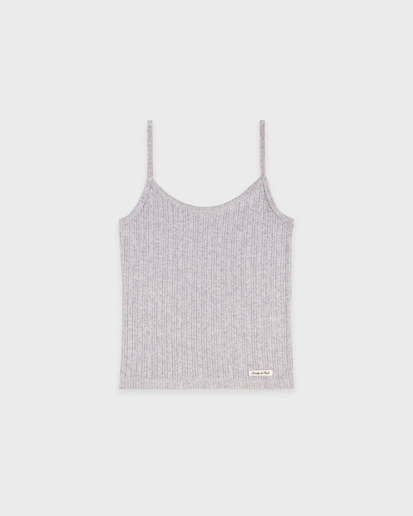 Signature Logo Pointelle Tank - Heather Gray