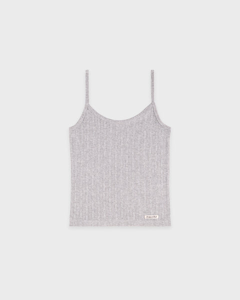 Signature Logo Pointelle Tank - Heather Gray