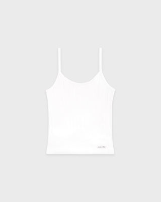 Signature Logo Pointelle Tank - White