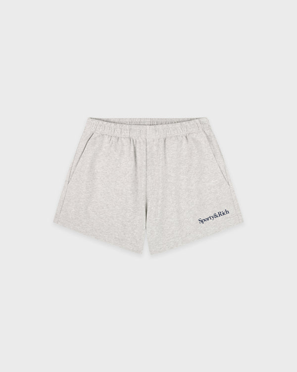 Serif Logo Embroidered Disco Short - Heather Gray/Navy