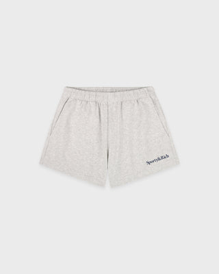 Serif Logo Embroidered Disco Short - Heather Gray/Navy