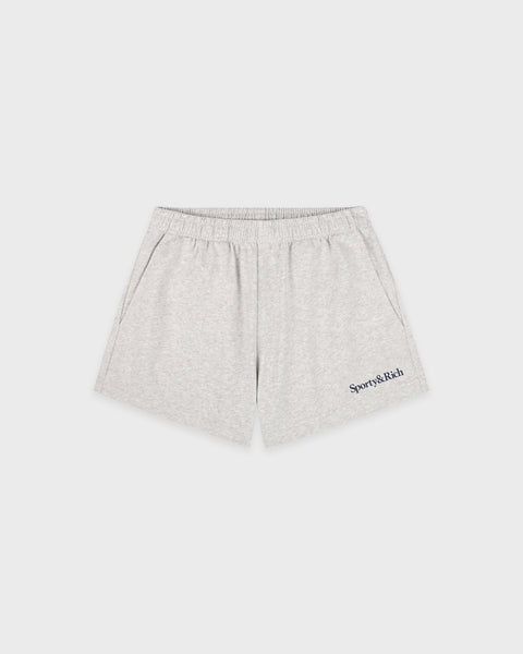 Serif Logo Embroidered Disco Short - Heather Gray/Navy – Sporty & Rich