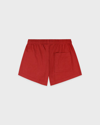 Serif Logo Embroidered Disco Short - Faded Merlot/White
