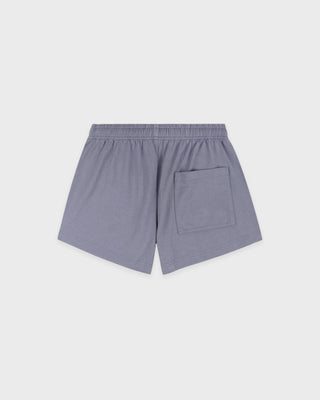 Serif Logo Embroidered Disco Short - Faded Indigo/White