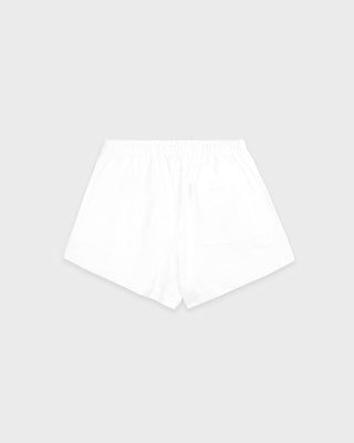 Serif Logo Embroidered Disco Short - White/Navy