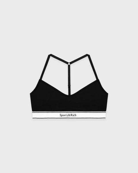 Serif Logo Sports Bralette - Black/White