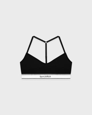 Serif Logo Sports Bralette - Black/White