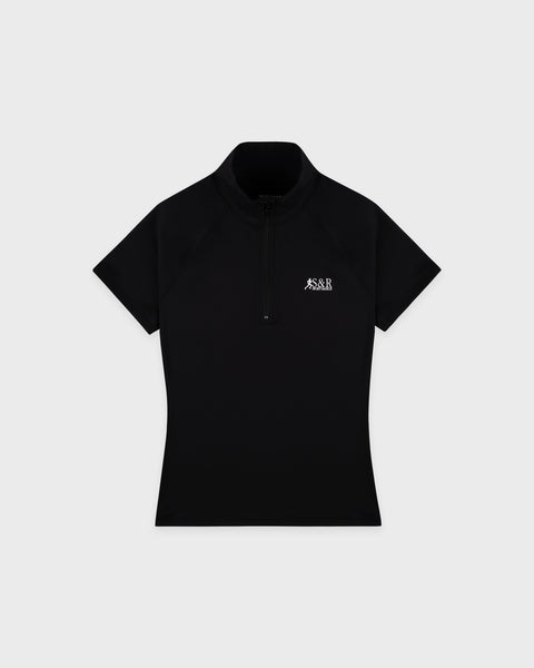 SR Runner Short Sleeve Sports Quarter Zip - Black/White