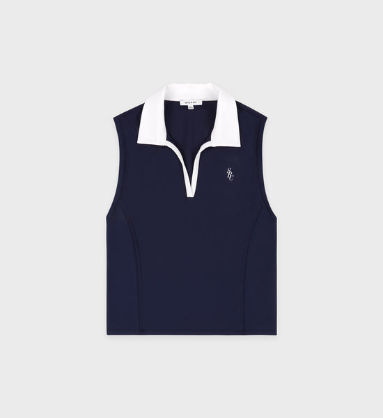SRC Sports Polo Vest - Navy/White