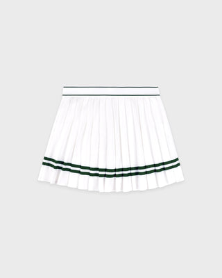 Serif Logo Pleated Skirt - White/Forest