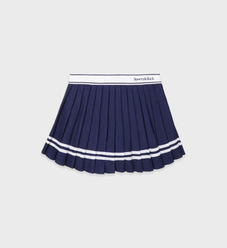 Serif Logo Pleated Skirt - Navy/White
