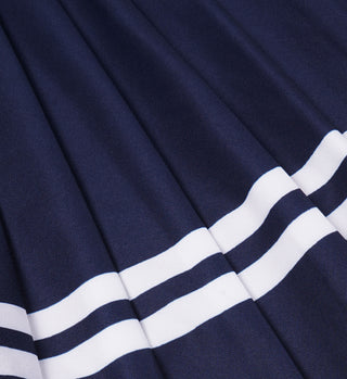Serif Logo Pleated Skirt - Navy/White