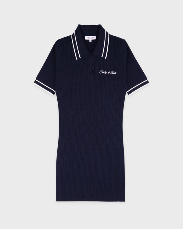 Signature Logo Mini Cable Dress - Navy/White