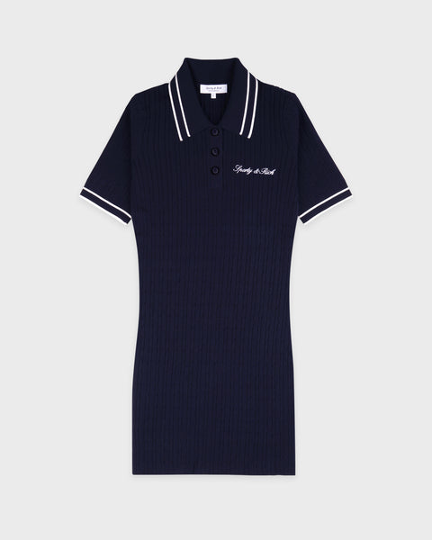 Signature Logo Mini Cable Dress - Navy/White