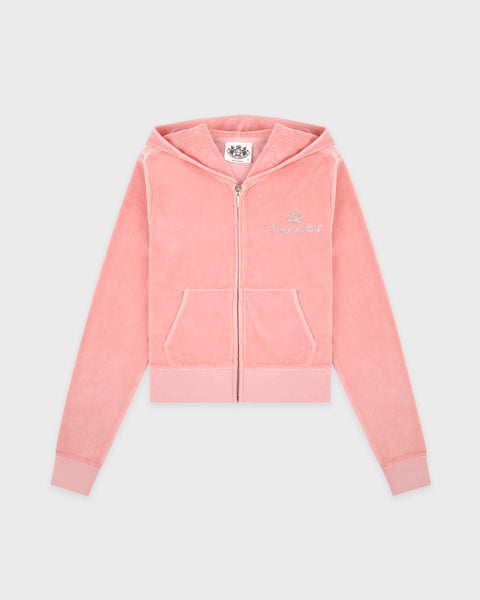 Juicy Script Velour Zip Hoodie - Rose – Sporty & Rich