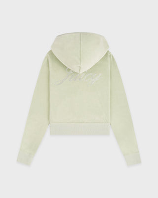 Juicy Script Velour Zip Hoodie - Sage
