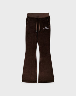 Juicy Script Velour Sweatpant - Chocolate