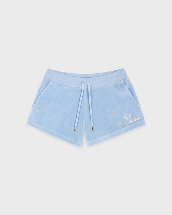 Juicy Script Velour Short - Sky Blue