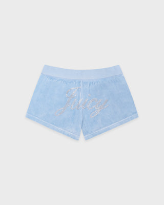 Juicy Script Velour Short - Sky Blue