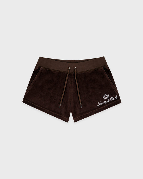 Juicy Script Velour Short - Chocolate