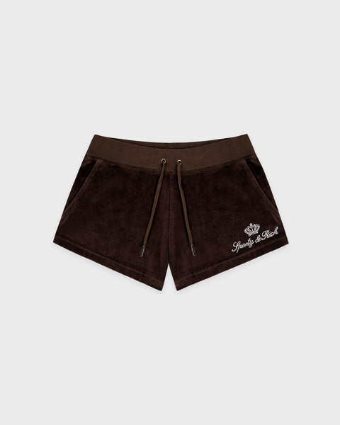 Juicy Script Velour Short - Chocolate