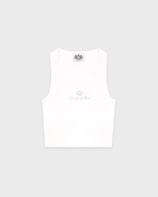 Juicy Crown Ribbed Tank - White