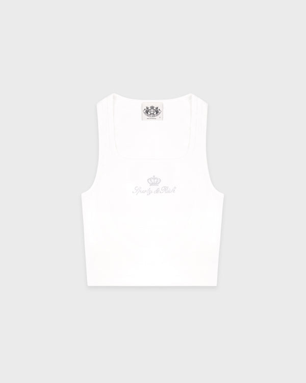 Juicy Crown Ribbed Tank - White