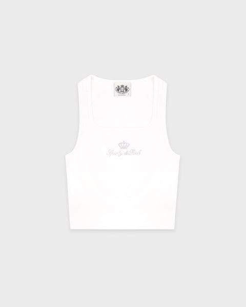 Juicy Crown Ribbed Tank - White