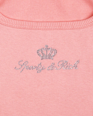Pink fabric with 'Shiny & Rich' text and crown design.