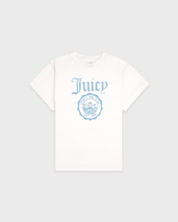 Juicy Emblem Essentials Tee - White/Sky Blue