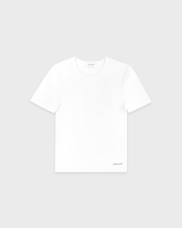Signature Logo Ribbed Baby Tee - White