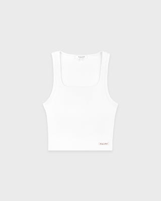 Signature Logo Ribbed Baby Tank - White/Black