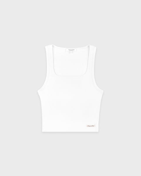 Signature Logo Ribbed Baby Tank - White/Black
