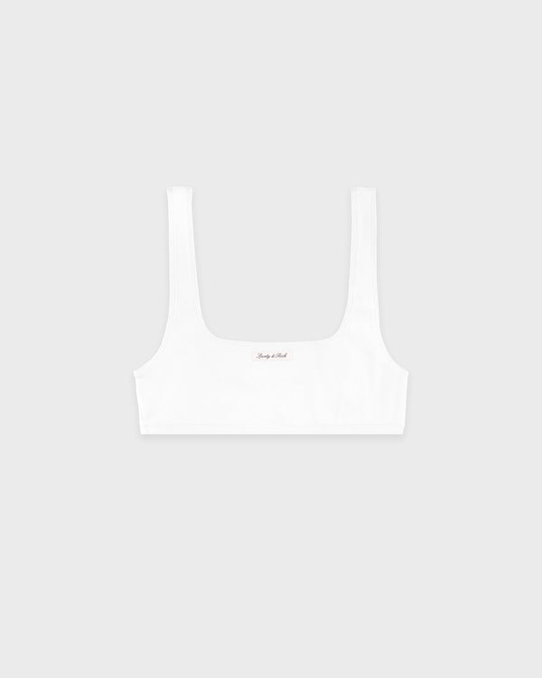 Signature Logo Ribbed Bralette - White/Black