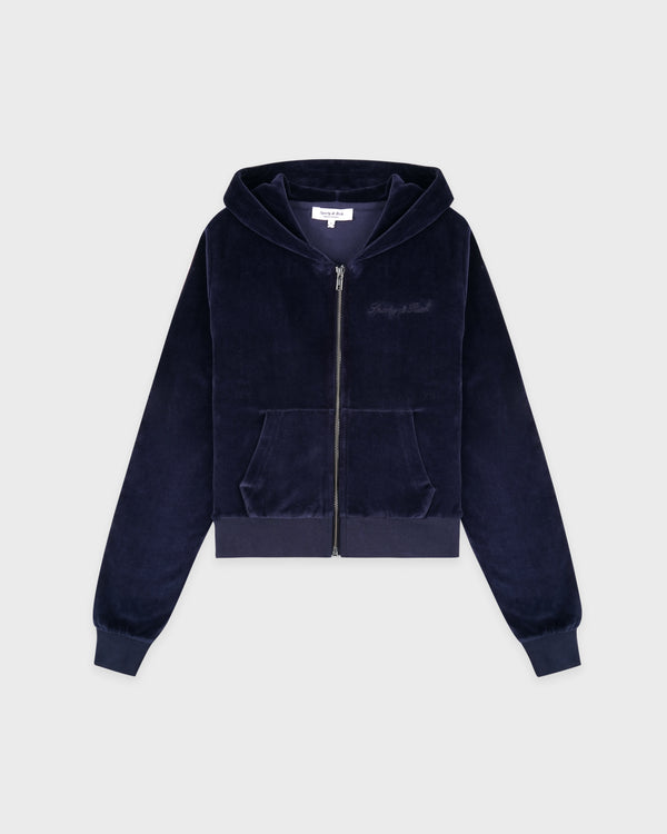 Signature Logo Krystal Zip Hoodie - Dark Navy/Crystal