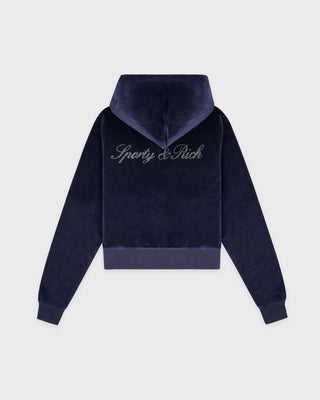 Signature Logo Krystal Zip Hoodie - Dark Navy/Crystal