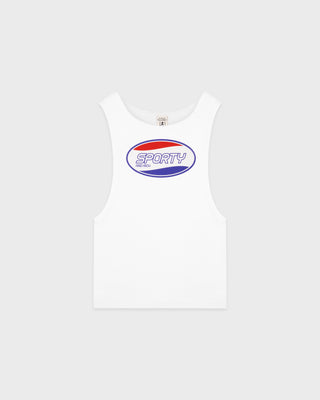 Britney Ribbed Baby Tank - White/Blue