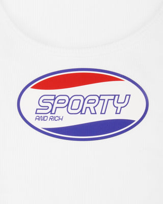 Britney Ribbed Baby Tank - White/Blue