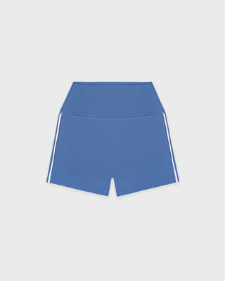Bold Logo Mini Biker Short - Dusty Blue/White