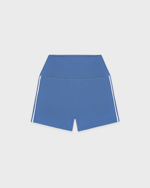 Bold Logo Mini Biker Short - Dusty Blue/White