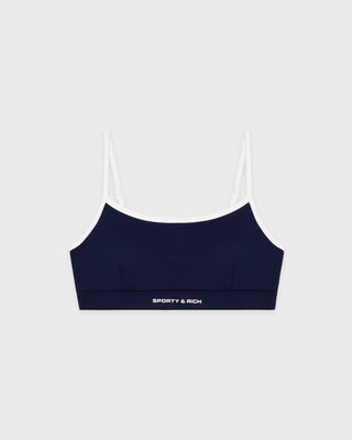 Bold Logo Athletic Bra - Dark Navy/White