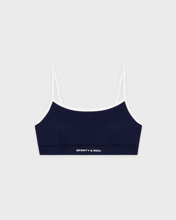 Bold Logo Athletic Bra - Dark Navy/White