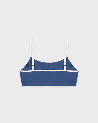 Bold Logo Athletic Bra - Dusty Blue/White