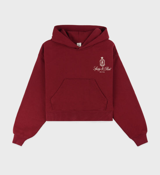 Vendome Cropped Hoodie - Merlot/White