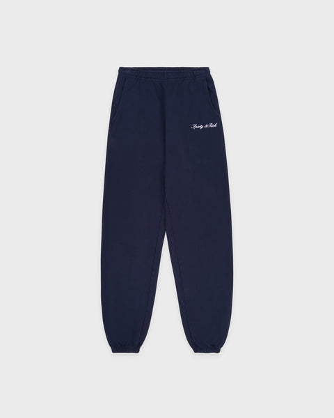 Signature Embroidered Sweatpant - Navy/White