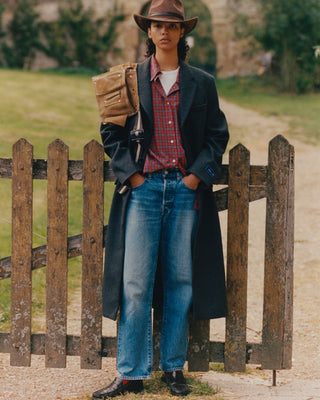 Signature Logo Structured Wool Coat - Dark Grey