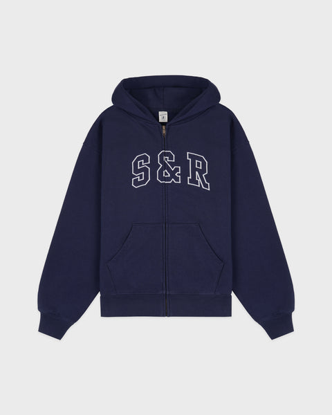 S&R Ivy Zip Hoodie - Navy/White
